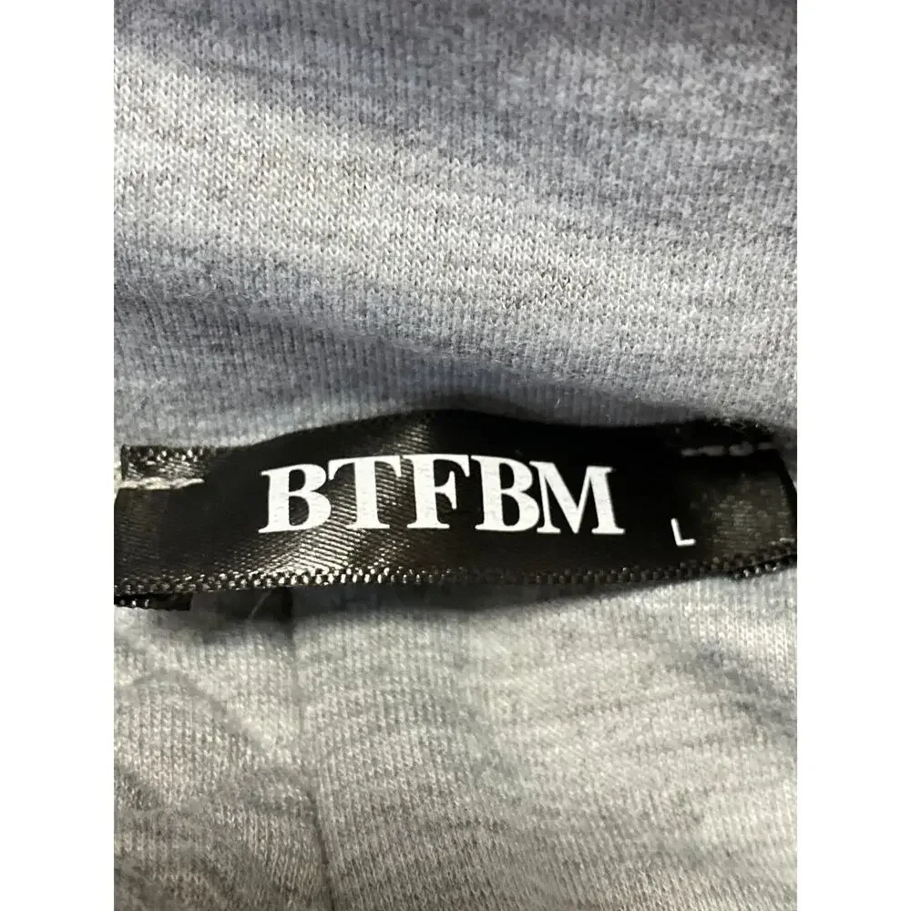 BTFBM Men's Gray Quilted Half Zip High Neck Long Sleeve Sweatshirt Sweater Top L